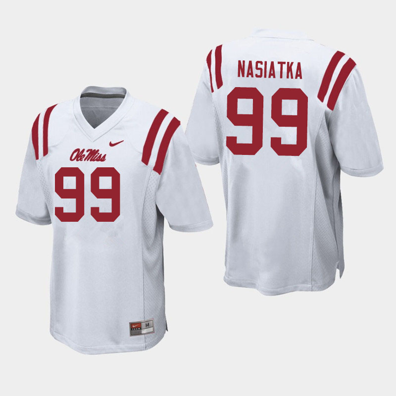 Men #99 Patrick Nasiatka Ole Miss Rebels College Football Jerseys Sale-White